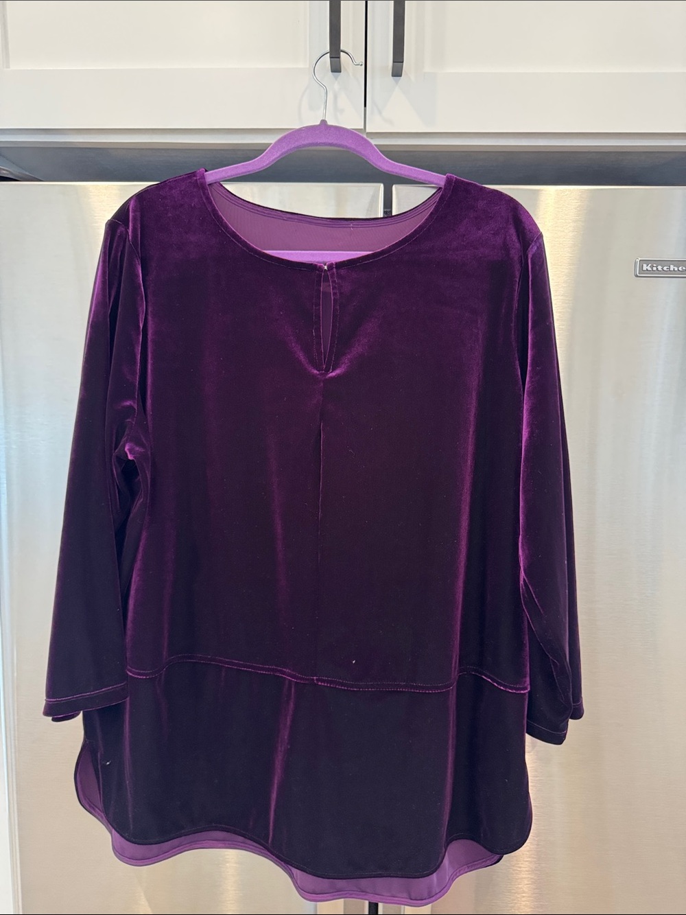 Lauren Ralph Lauren Rich Regal Purple Velvety Tunic w/Keyhole Accent sz:2X